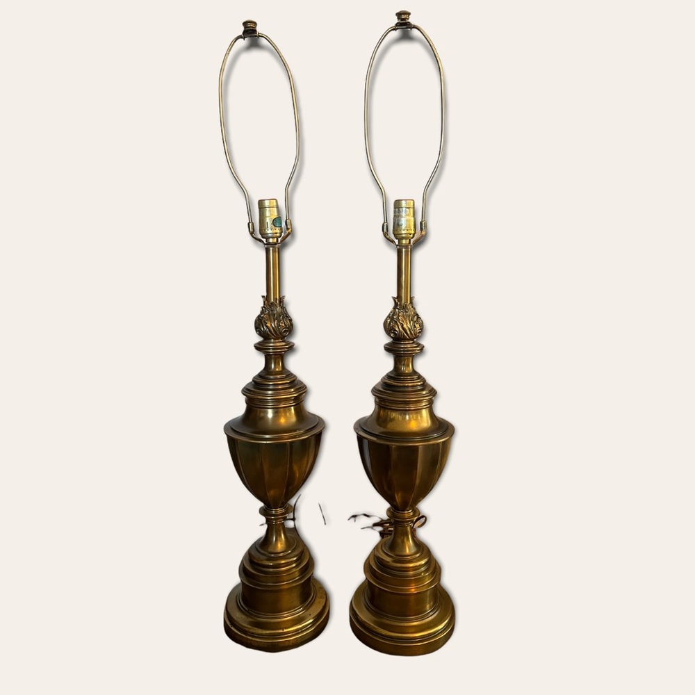 Two Stiffel Brass vintage lamps mid century Hollywood regency style